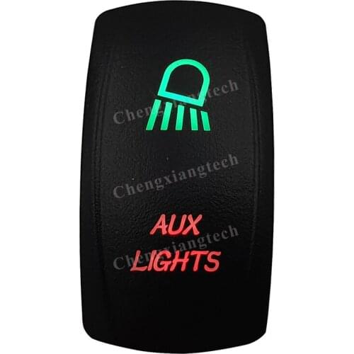 Laser - AUX LIGHTS -Car Boat Green & Red Led On Off Rocker Switch Waterproof, Overload Protection, SPST, Truck Marine Caravan