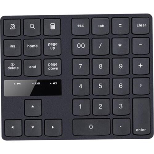 Keyboard, Mini Keyboard Wireless Number Pad Rechargeable Keypad for Laptop PC 35 Keys One Hand Ergonomic Game Keypad