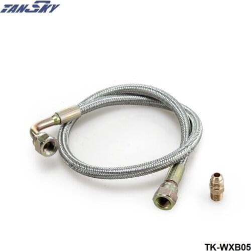 24" jdm Oil Feed Line Cable Kit T3/T4 For Toyota Nissan Stainless Steel Braided TK-WXB05