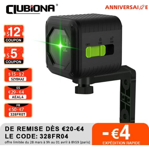Clubiona 2 Lines Portable Laser Level Self-leveling Green Beam Horizontal and Vertical Cross Line Laser with Magnetic Bracket
