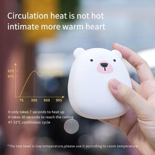 Mini Hand Warmer Cute Cartoon Winter Portable USB Rechargeable Penguin Polar bear 4000mAh Power Bank Double Sided Quick Heating