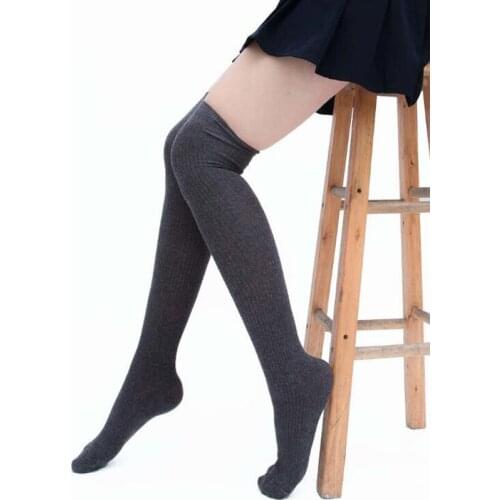 Fashion Solid Color Knee Sockings Women Stockings Thigh High Over Knee Socks Female Clothing Accessories