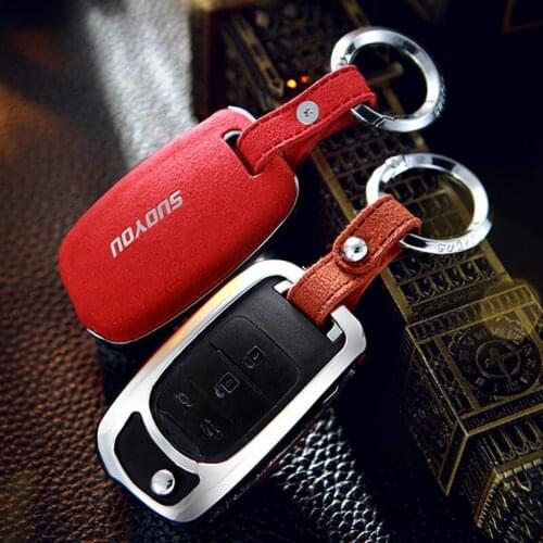 Genuine Leather Galvanized Alloy Car Key Case Cover For Baojun 510 310W 730 560 630 Folded 310