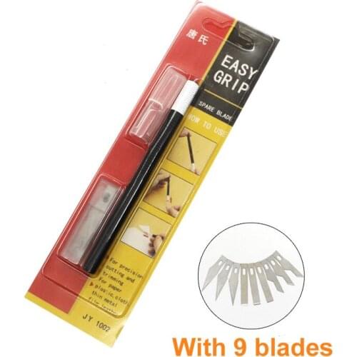 Paper Cut Engrave Knife Rubber Caving Knife Students Techo Notebook Tape Caving Knife Paper Cutter Tape Cutter with 9 Blades