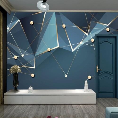 Blue Geometric Pattern Simple Line Wallpapers for Living Room Bed Walls in Rolls Stickers Home Decoration Peel Stick Furniture