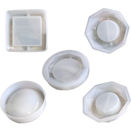 Crystal Epoxy Resin Mold Round/Square/Rhombus/Polygon Ashtray Casting Silicone Mould DIY Crafts Jewelry Making Tools