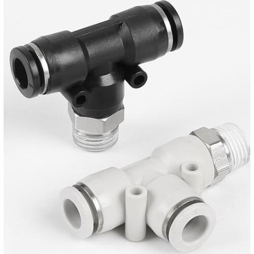 Pneumatic Connector Air Fittings 3-Ways 4 6 8 10 12mm OD Hose Tube 1/8" 1/4" 3/8" 1/2" 3/4"PT Male Thread Quick Joint