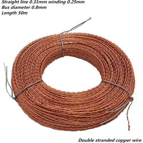 1pcs Double stranded copper wire Straight line 0.31mm winding 0.25mm bus diameter 0.8mm Length 50m
