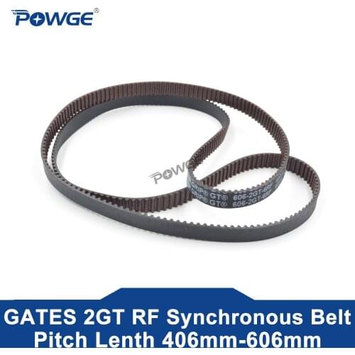 POWGE 2M 2MGT 2GT RF Timing Synchronous Belt Pitch Length 406/436/444/494/506/578/586/600/606mm Width 6mm GT2 GATES Closed-Loop