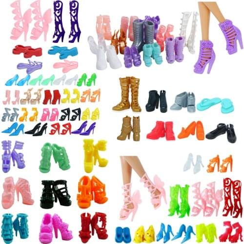 High Quality Mix Style Dolls Shoes Fashion Colorful High Heels Assorted Cute Sandals Shoes For Barbie Doll Accessories DIY Toys