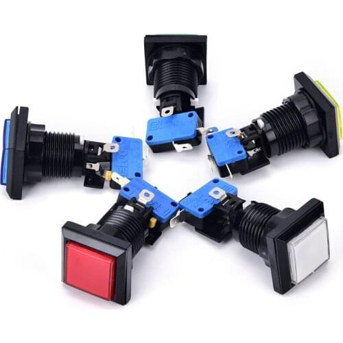 1PCS Square game machine push button arcade LED momentary illuminated push button 5 Colors
