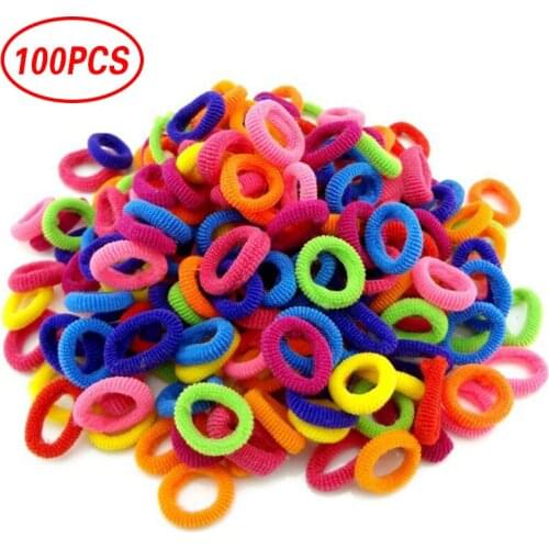Wholesale 100 Pcs Children Rubber Hair Band Colorful Elastics Hairband Clothing Accessories For Girls Ponytail Gum Hair Holder