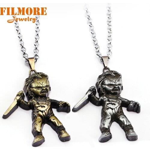 2019 New Arrival Movie Necklace Jewelry Seed of Chucky Childs Play Chucky Curse Of Chuck Bronze Plated Keychain Best Selling