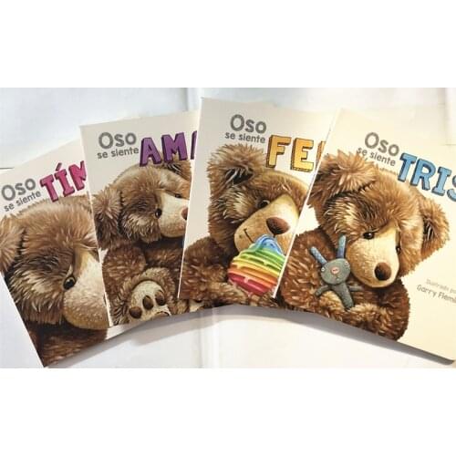 4 Books Parent Child Kids Baby Spanish Book Education Cute Picture Interesting Bed Time Story Reading Cardboard Book Age 1 up