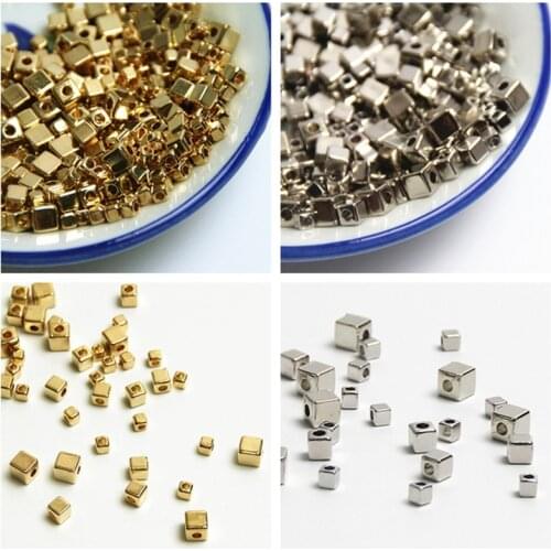 500pcs 3mm 4mm 5mm Gold/Silver Color Acrylic Beads Square Spacer Seed Beads For Jewelry Making DIY Necklace Bracelet