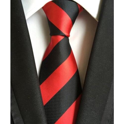 8cm New Design Tie High Quality Woven Necktie Red with Black Stripe