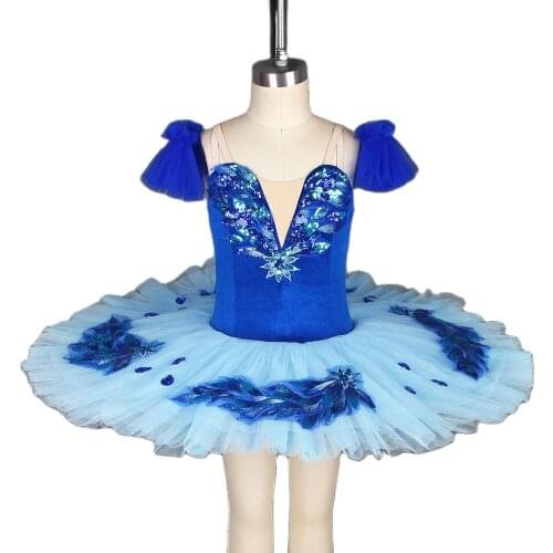New Design of Adult Girls Ballet Dance Tutu Sky Blue Pre-Professional Ballet Pancake Tutu Ballerina Dress Stage Costumes BLL027