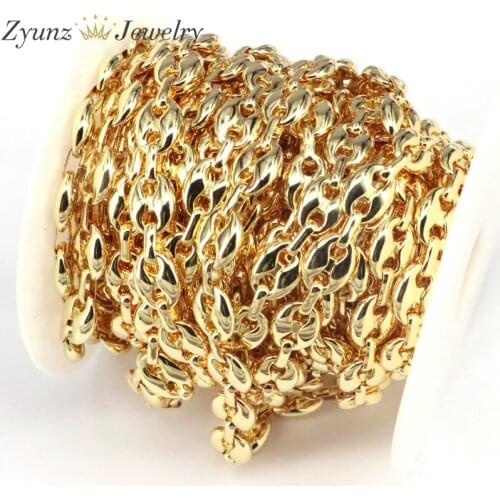 3 Meters, Gold Color Link Chains for Men Women Necklace Bracelet Making Coffee Bean Chains Findings