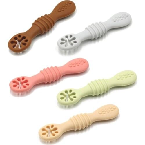 Baby-Led Weaning Silicone Spoon Learning Feeding Scoop Training Utensils Newborn Toddler Tableware