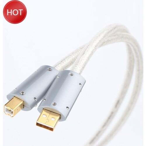 Hi-End X407 OCC silver plated USB audio cable data USB cable DAC USB hifi cable A-B usb cable Monosaudio USB Plug HIFI