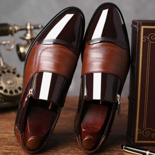 Classic Business Mens Dress Shoes Fashion Elegant Formal Wedding Shoes Men Slip On Office Oxford Shoes For Men Black D4-92