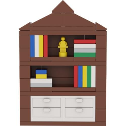 Bookshelf Study Room Compatible Major Brand Toys Building Block Classic Collections Assembled Brick Handmade Design