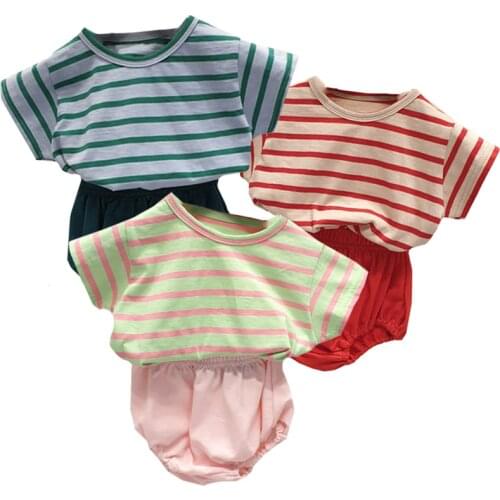 Summer Newborn Girls Boys Clothes Set Cotton Casual Short Sleeve Tops Vest + Shorts Pp Pant Baby Clothing 2pcs Infant Outfit