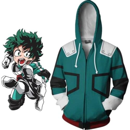 Anime My Hero Academia Izuku Midoriya costume hoodie jacket Boku no Hero Academia cosplay Sweatshirts Halloween women men