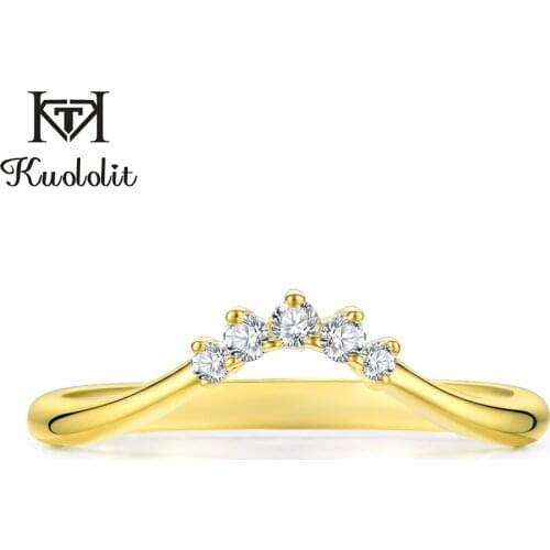 Kuololit 10K Yellow Gold Moissanite Rings for Women Lab Grown Diamond 100% Hand Setting Band Rings Engagement Gift Fine Jewelry