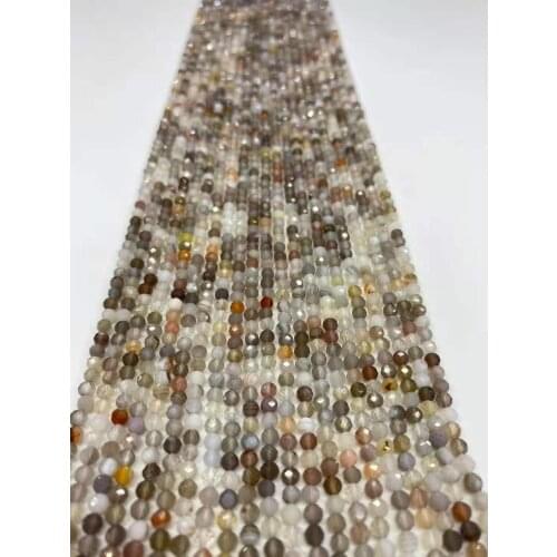 Natural stone jewelry DIY Persian Gulf Agate face bead 2mm, 3mm, 4mm, 38cm long