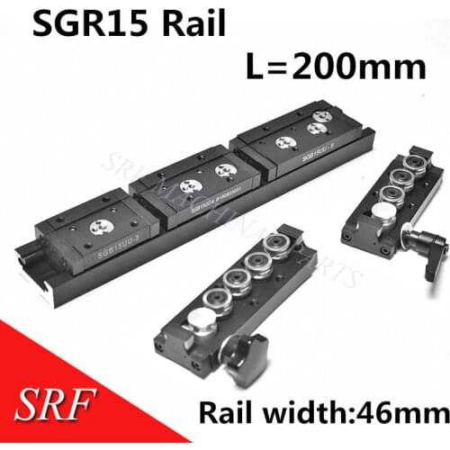 Aluminum Square Roller Linear Guide Rail 1pcs SGR15 L=200mm +1pcs Linear rail bearing slide block SGB15 for CNC part