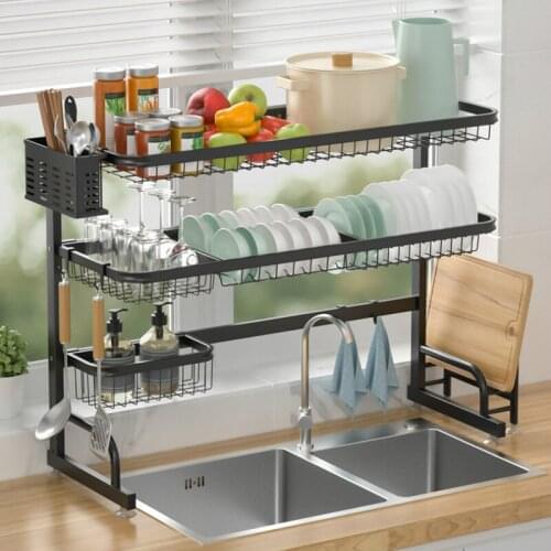 Multifunction Sink Storage Rack Stainless Steel Hook Desktop Dish Drying Rack Chopstick Rangement Cuisine Kitchen Items DG50SR