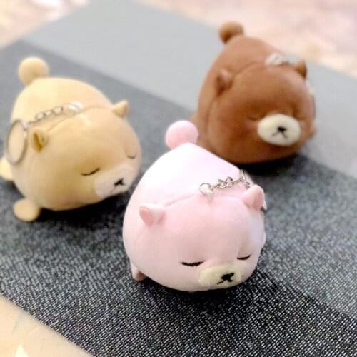 New cute 12cm plush lying bear Keychain bag decoration stuffed soft high quality christmas festival gift for kid friend