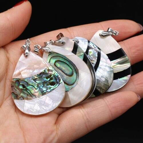 Wholesale Natural Abalone Sea Shells Necklace Pendants for DIY Charms Necklace Pendant Jewelry Crafts Findings
