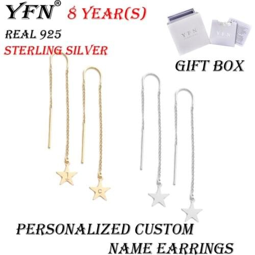 Custom Earring YFN Brand Personalized Initial Letter Alphabet Star Drop Earrings Gift Box Sterling Silver