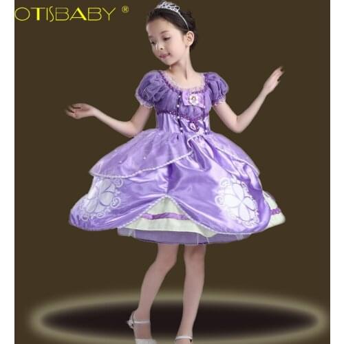Hot Sall Girls Sofia Princess Dress Kids Sophia Sleeping Beauty Party Dresses Child Girl Rapunzel Aurora Prom Purple Costume 10