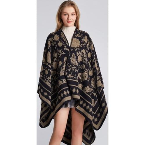 Factory direct sales of womens scarf shawl fashion autumn and winter thick shawl cloak tour camping outer cape