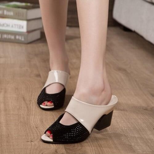 Women Slipper Sandals 2019 Fashion Summer New Lady Sexy Leather Sandals Female Open Toe High Heels Summer Shoes free shipping