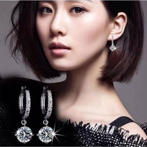 925 Sterling Silver Earrings Mosaic Cz Four Claws Zircon Drop Earrings For Women Wholesale Jewelry Gift Drop Shipping