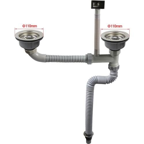 MTTUZK 114mm Kitchen Sink Drain 304 stainless steel Drainer For Duble Sink Kitchen Sink with overflow Drainer + drain pipe