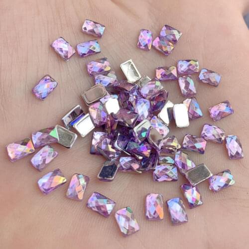 Wholesale 4*6mm Crystal Rectangle Rhinestones Acrylic 1000Pcs Glue On Flatback Stones Strass For DIY Crafts Jewelry Making -HB24