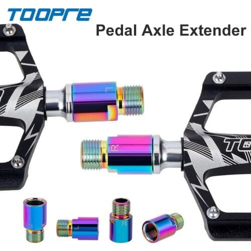 TOOPRE Chrome Steel Pedal Axle Extender MTB Bike Bicycle Pedals Extension Effort Shaft Crank Extension Tool with Screws Bolts
