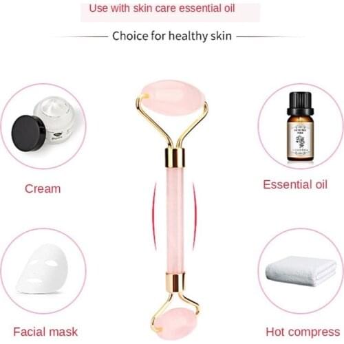 Face Massage Jade Roller Rose Quartz Natural Stone Crystal Slimmer Lift Wrinkle Double Chin Remover Beauty Care Slimming Tools