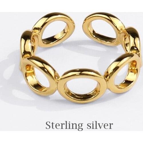 Sole Memory Circle Creative Simple Geometric 925 Sterling Silver Female Resizable Opening Rings SRI834