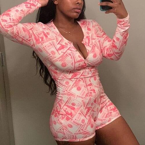 2021 Sexy Bodysuit Womens Floral Long Sleeve Bodycon Bandage Jumpsuit Bodysuit Romper Casual Leotard Tops Sleepwear