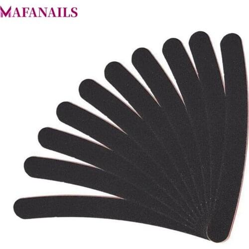 10PCS/Lot Professional Black Sandpaper Nail Files Banana Shape Nail Sanding File For Manicure Pedicure Emery Board 100/180 Grit