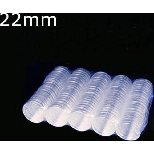 100 Pieces 22mm Clear Plastic Protector Capsules Containers case For Token Board Game Coin Collection Holder Boxes