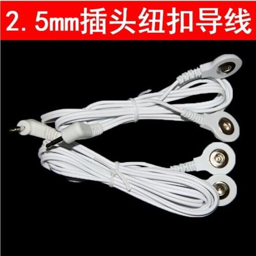 Freeshipping 20pcs/lot DC Head 2.5mm 2 in 1 TENS unit electrode lead wires/cable snap 3.5mm use for connect TENS/EMS machine