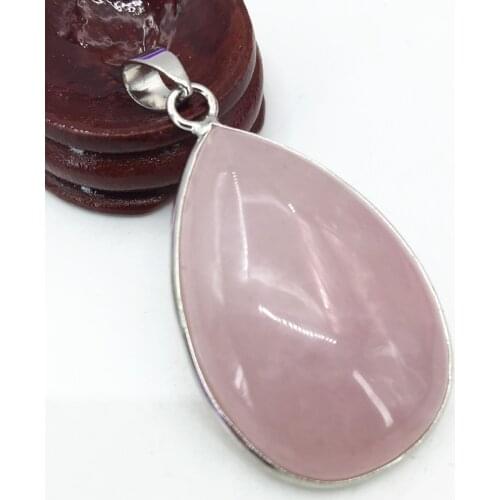 24*36mm pink natural crystal stone waterdrop pendant charms flatback women wholesale price high grade fine jewelry B3077