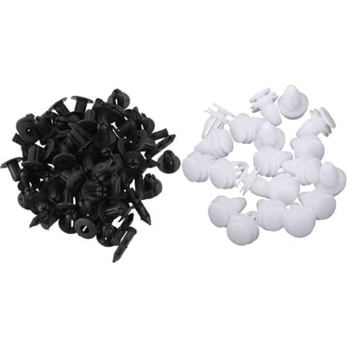 70Pcs Car Rivet Door Trim Clips Fastener - 50Pcs 6Mm x 12Mm Black & 20Pcs 7 x 8Mm White